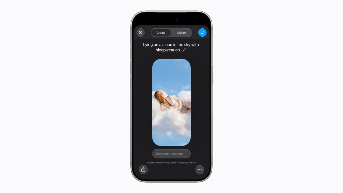 Una persona che usa l’app Image Playground su iPhone 18 Pro.
