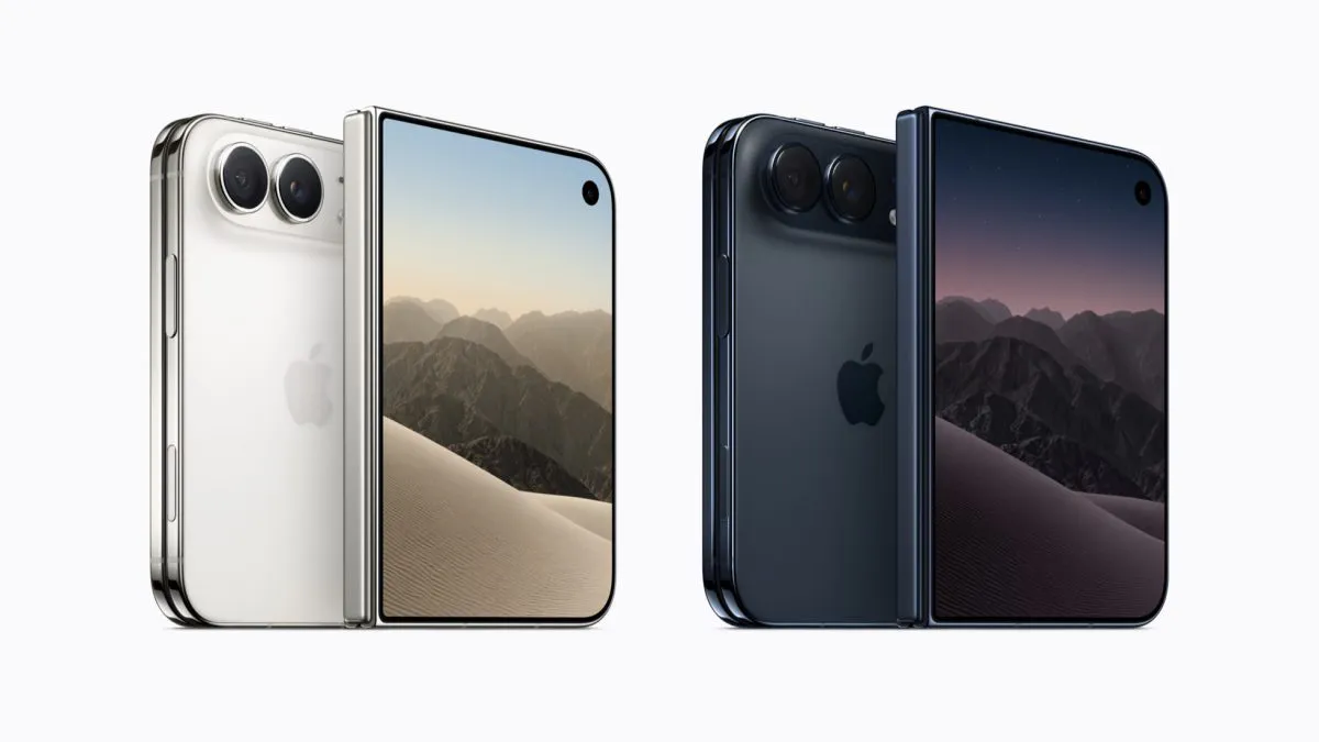 Quattro iPhone Duo mostrati di fronte e da dietro nei colori bianco stellare e cielo notturno