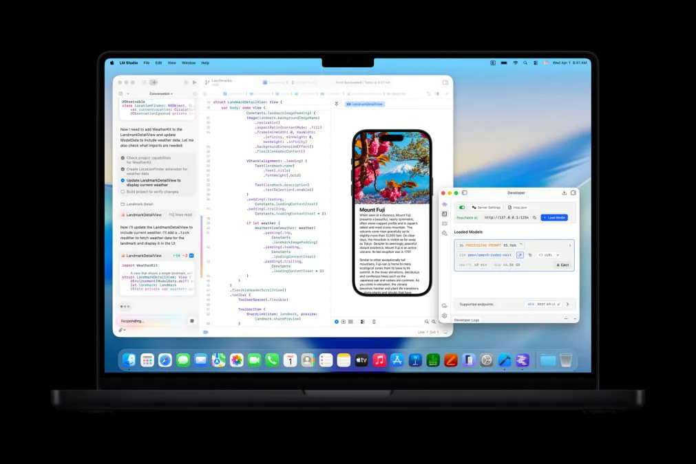 MacBook Pro con chip M5 Pro o M5 Max che esegue Xcode.